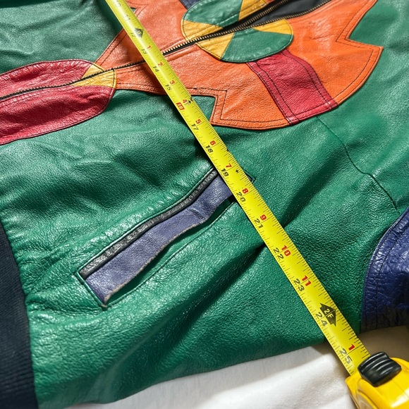 WINLIT Leather Multicolor Jacket RARE VTG 70s 80s Sz LG - Picture 3 of 8